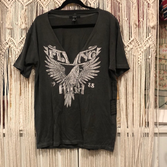 Flying high 1988 new w tags t shirt cut out distressed forever 21 vintage gray - Picture 1 of 6